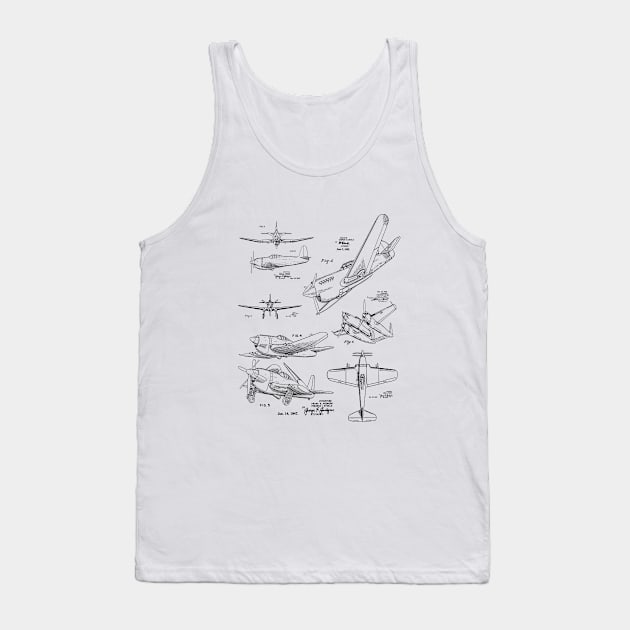 Airplane Designs 1940s Patent Prints Tank Top by MadebyDesign